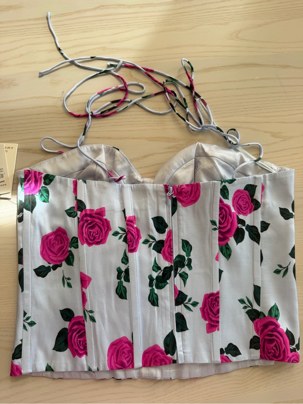 Good American Floral Bustier Top in Pink and Green - Picture 3 of 7